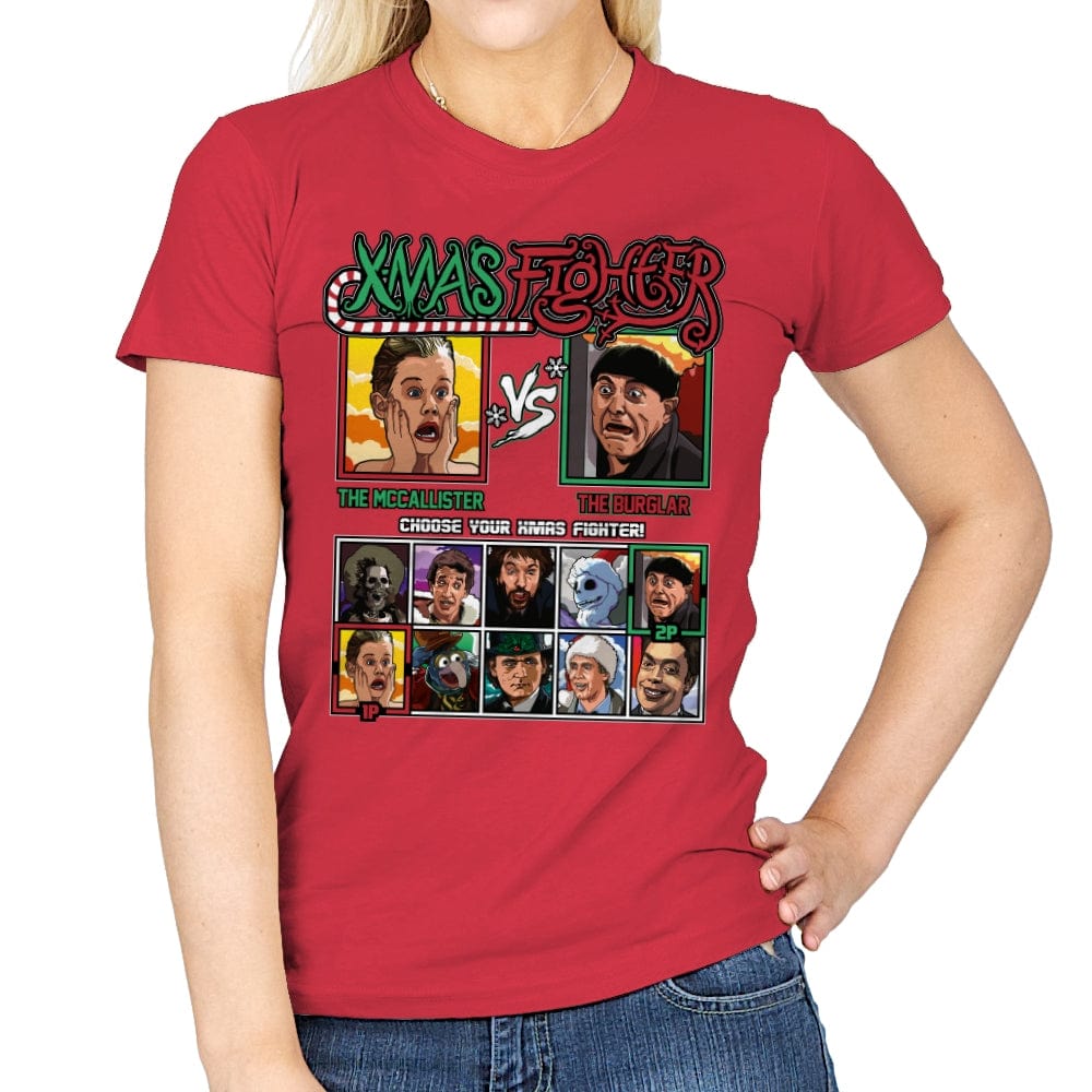 Xmas Fighter - Home Alone - Womens T-Shirts RIPT Apparel Small / Red