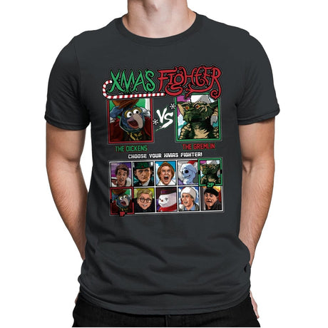 Xmas Fighter - Muppets Christmas vs Gremlins - Mens Premium T-Shirts RIPT Apparel Small / Heavy Metal