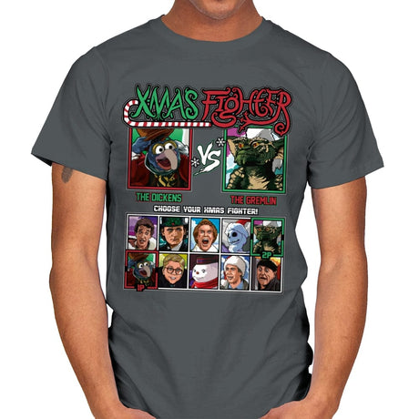 Xmas Fighter - Muppets Christmas vs Gremlins - Mens T-Shirts RIPT Apparel Small / Charcoal