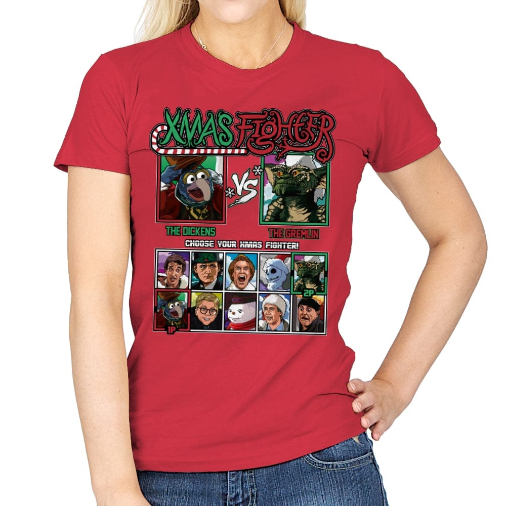 Xmas Fighter - Muppets Christmas vs Gremlins - Womens T-Shirts RIPT Apparel Small / Red