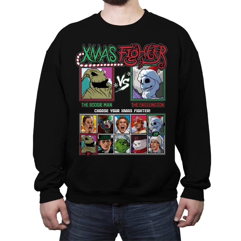 Xmas Fighter - Nightmare Before Christmas - Crew Neck Sweatshirt Crew Neck Sweatshirt RIPT Apparel Small / Black