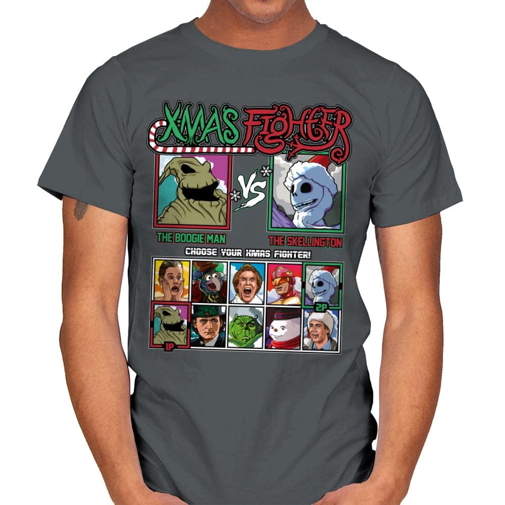 Xmas Fighter - Nightmare Before Christmas - Mens T-Shirts RIPT Apparel Small / Charcoal