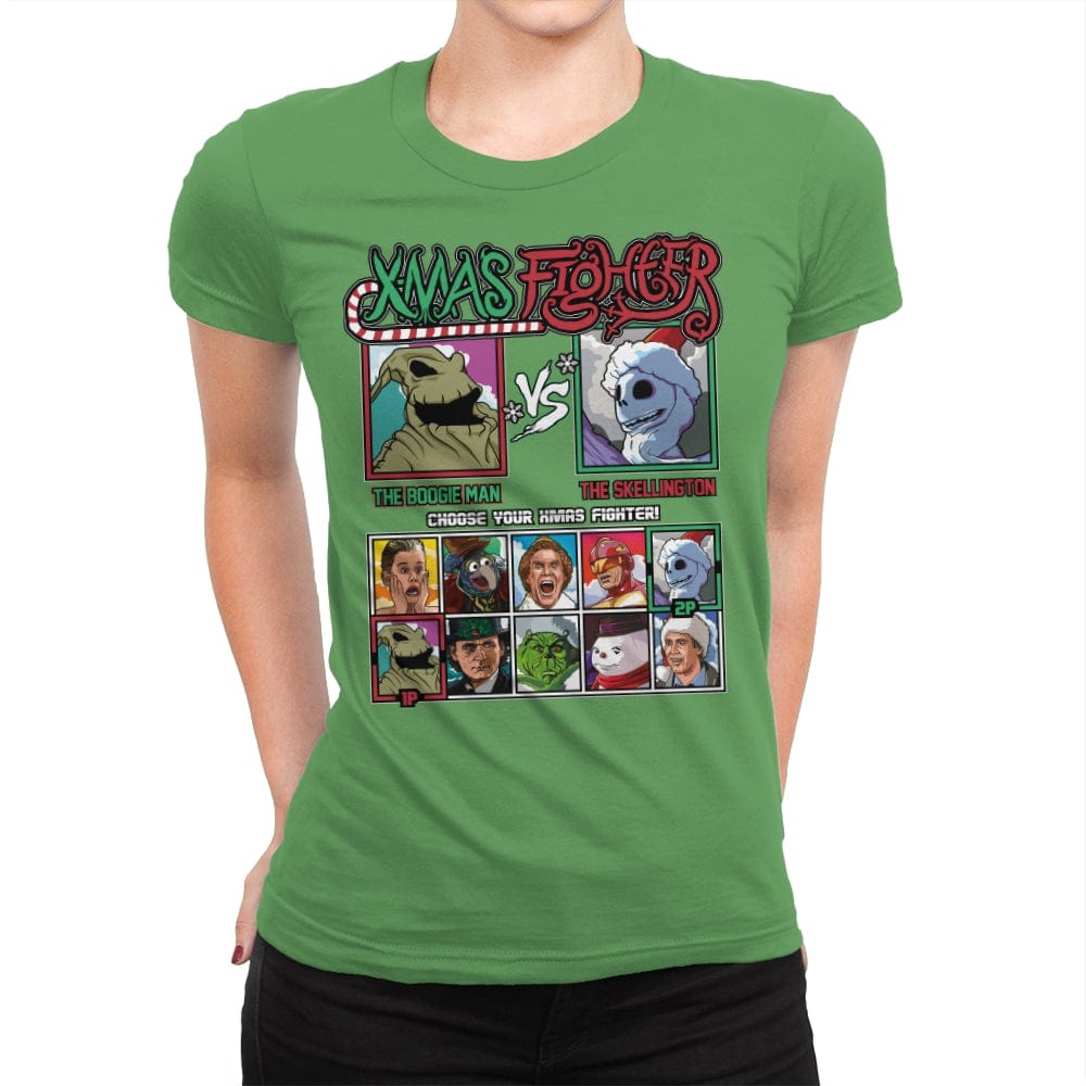 Xmas Fighter - Nightmare Before Christmas - Womens Premium T-Shirts RIPT Apparel Small / Kelly
