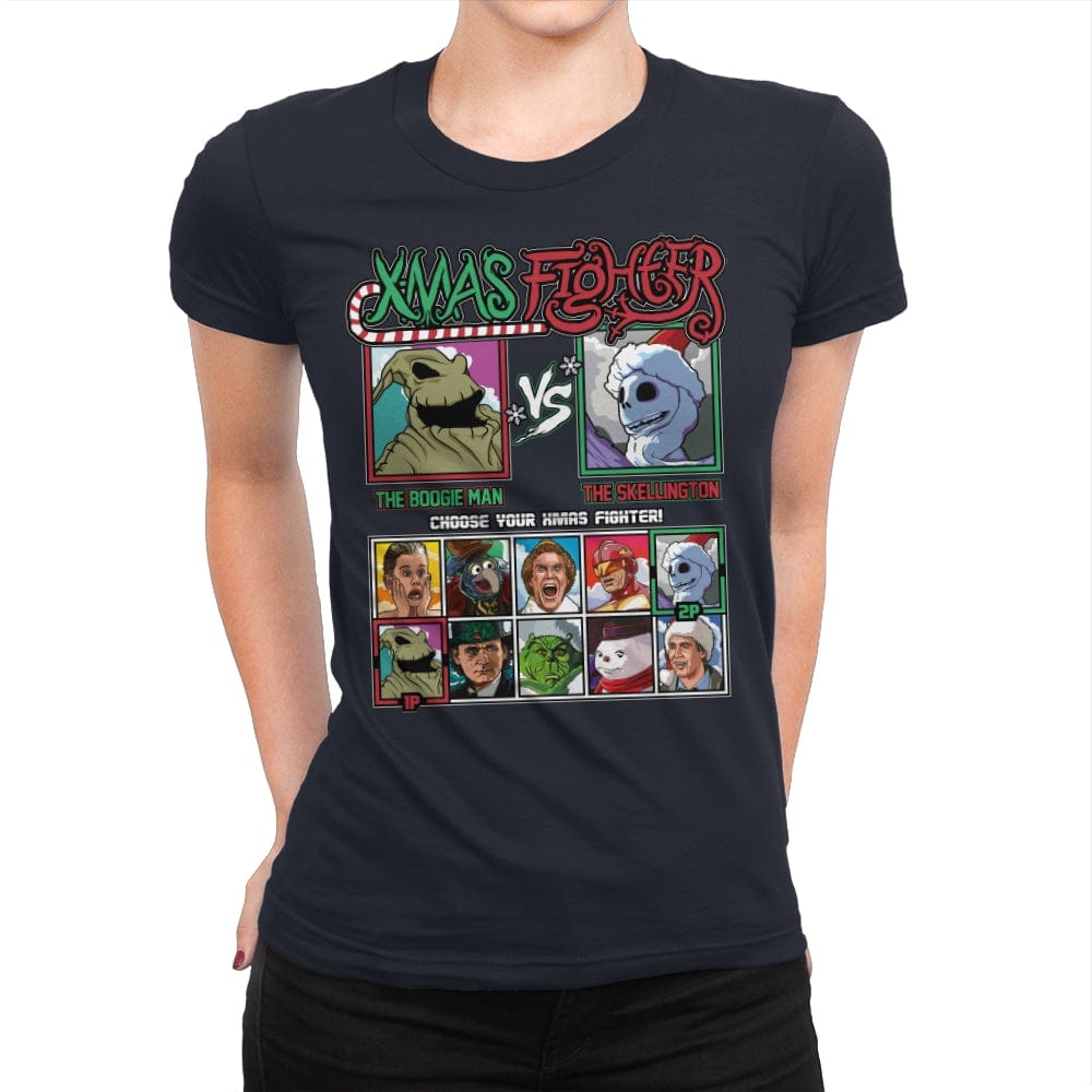 Xmas Fighter - Nightmare Before Christmas - Womens Premium T-Shirts RIPT Apparel Small / Midnight Navy
