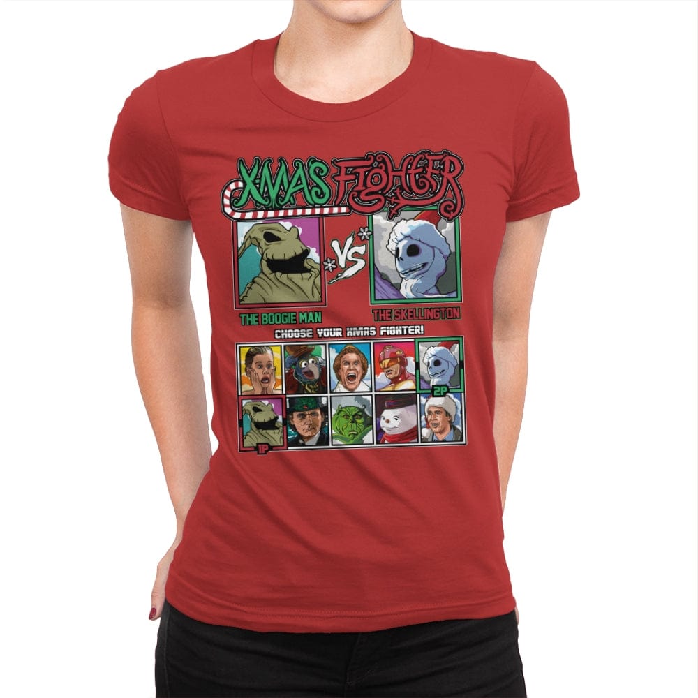 Xmas Fighter - Nightmare Before Christmas - Womens Premium T-Shirts RIPT Apparel Small / Red