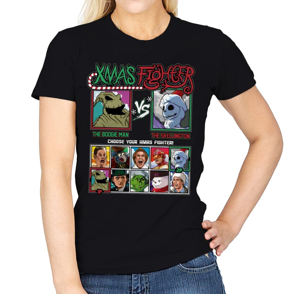 Xmas Fighter - Nightmare Before Christmas - Womens T-Shirts RIPT Apparel Small / Black