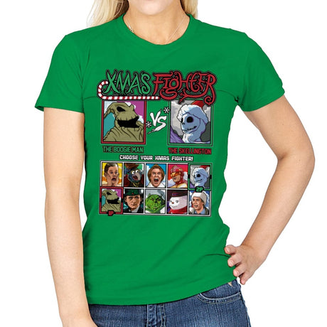 Xmas Fighter - Nightmare Before Christmas - Womens T-Shirts RIPT Apparel Small / Irish Green