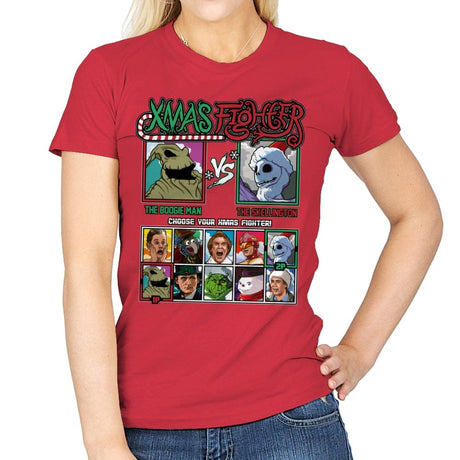 Xmas Fighter - Nightmare Before Christmas - Womens T-Shirts RIPT Apparel Small / Red