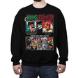 Xmas Fighter - Polar Express vs Jingle All The Way - Crew Neck Sweatshirt Crew Neck Sweatshirt RIPT Apparel Small / Black