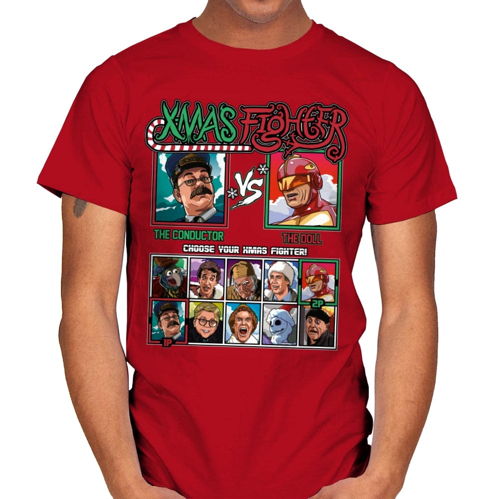 Xmas Fighter - Polar Express vs Jingle All The Way - Mens T-Shirts RIPT Apparel Small / Red