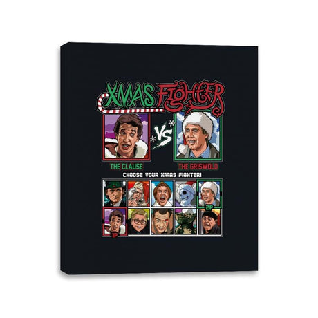 Xmas Fighter - Santa Clause vs National Lampoons Christmas Vacation - Canvas Wraps Canvas Wraps RIPT Apparel 11x14 / Black