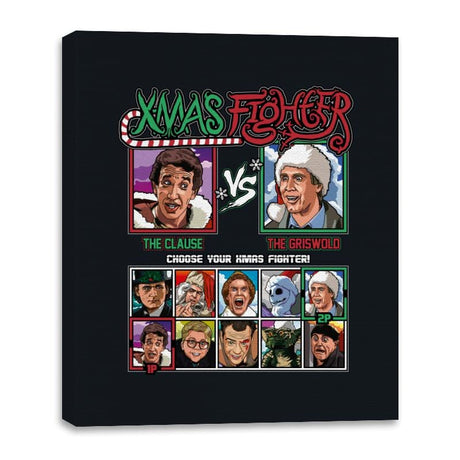 Xmas Fighter - Santa Clause vs National Lampoons Christmas Vacation - Canvas Wraps Canvas Wraps RIPT Apparel 16x20 / Black