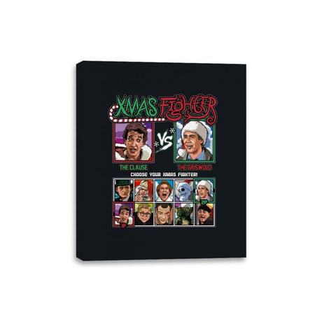 Xmas Fighter - Santa Clause vs National Lampoons Christmas Vacation - Canvas Wraps Canvas Wraps RIPT Apparel 8x10 / Black