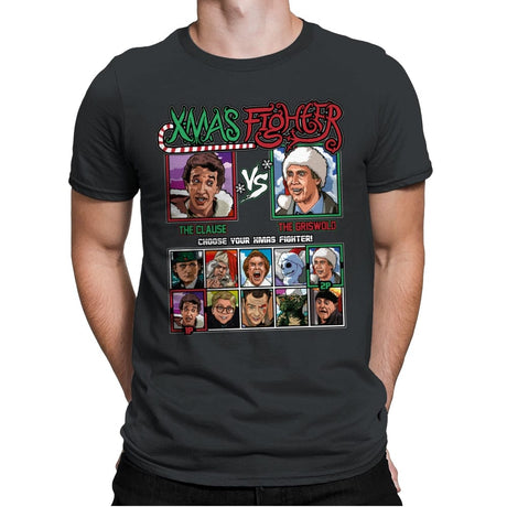 Xmas Fighter - Santa Clause vs National Lampoons Christmas Vacation - Mens Premium T-Shirts RIPT Apparel Small / Heavy Metal