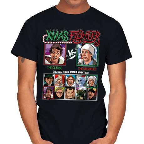 Xmas Fighter - Santa Clause vs National Lampoons Christmas Vacation - Mens T-Shirts RIPT Apparel Small / Black