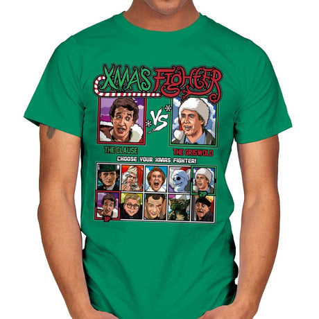 Xmas Fighter - Santa Clause vs National Lampoons Christmas Vacation - Mens T-Shirts RIPT Apparel Small / Kelly