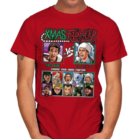 Xmas Fighter - Santa Clause vs National Lampoons Christmas Vacation - Mens T-Shirts RIPT Apparel Small / Red