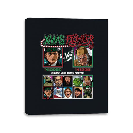 Xmas Fighter - Scrooged vs Christmas Carol - Canvas Wraps Canvas Wraps RIPT Apparel 11x14 / Black