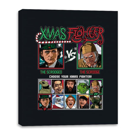 Xmas Fighter - Scrooged vs Christmas Carol - Canvas Wraps Canvas Wraps RIPT Apparel 16x20 / Black