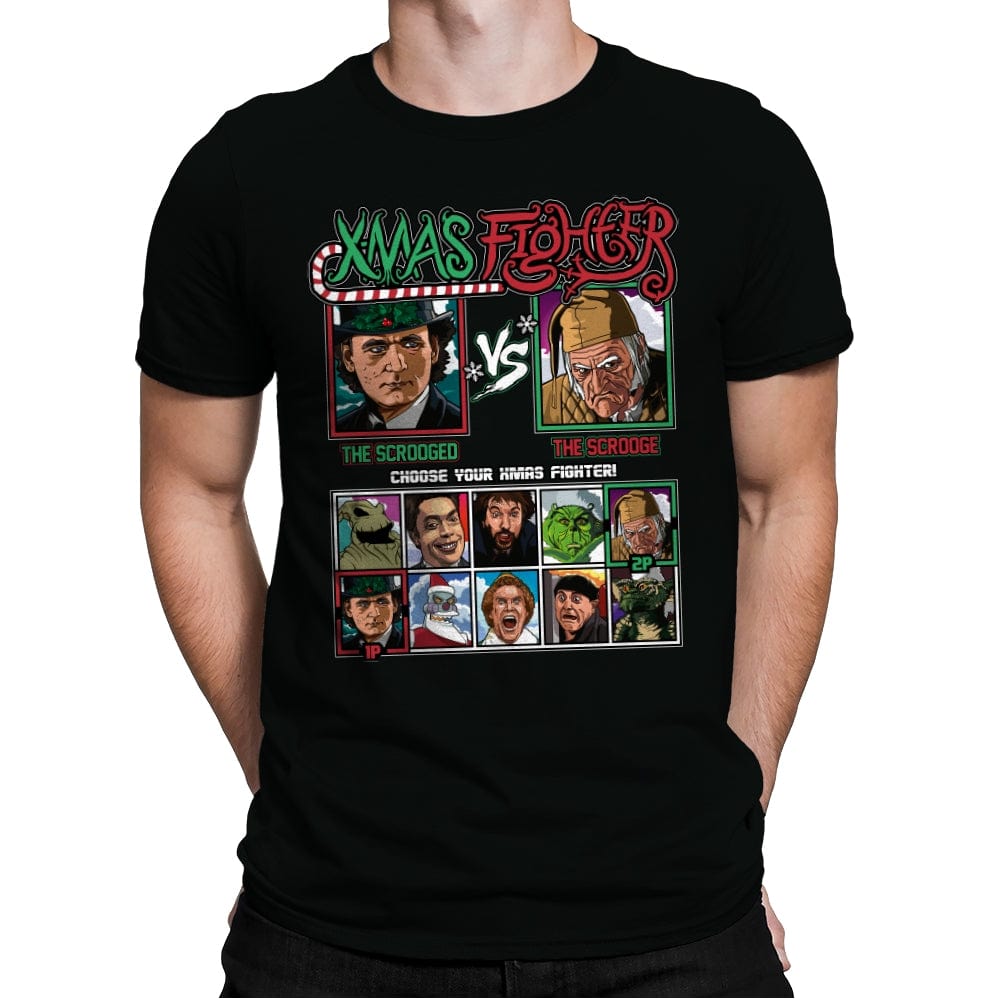 Xmas Fighter - Scrooged vs Christmas Carol - Mens Premium T-Shirts RIPT Apparel Small / Black