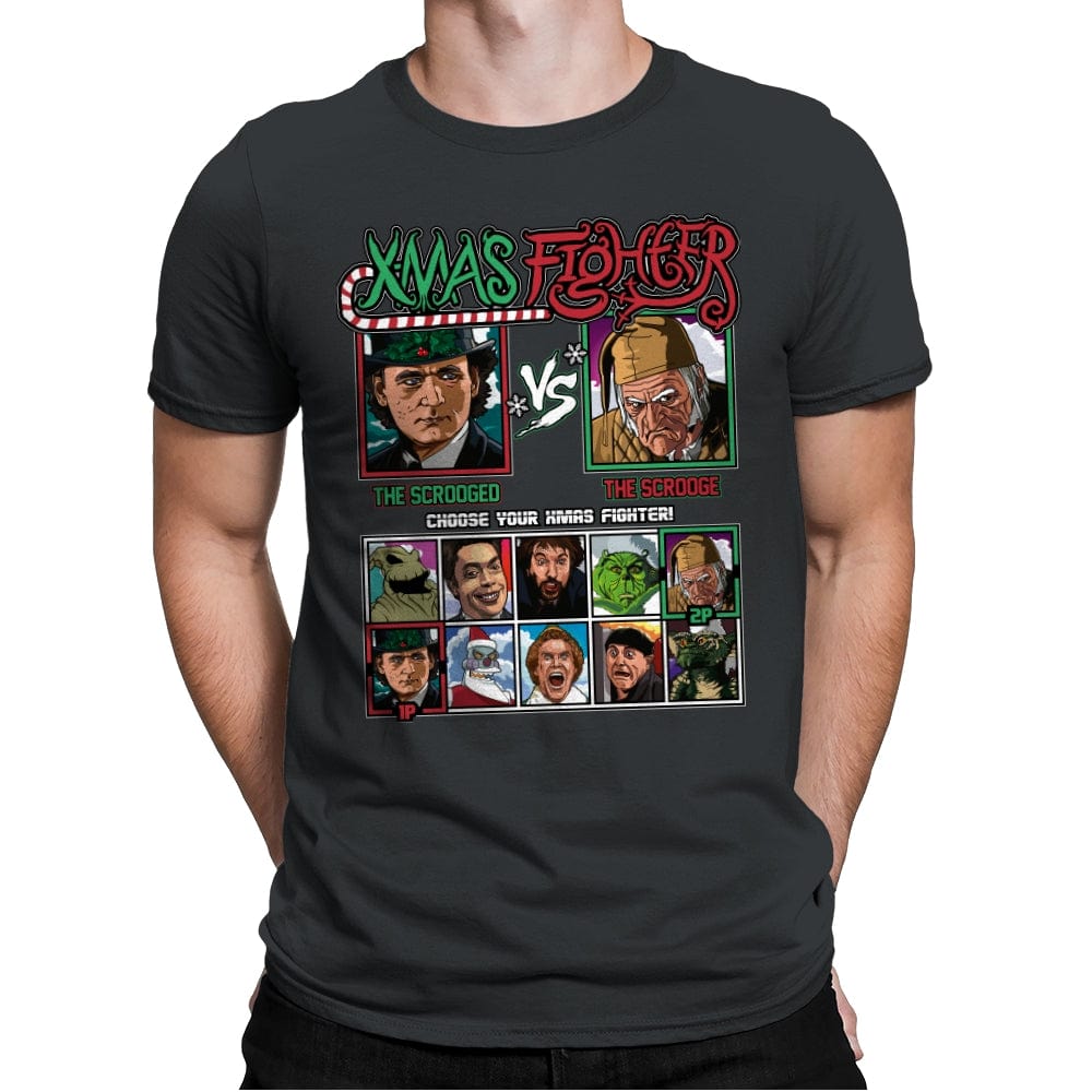 Xmas Fighter - Scrooged vs Christmas Carol - Mens Premium T-Shirts RIPT Apparel Small / Heavy Metal