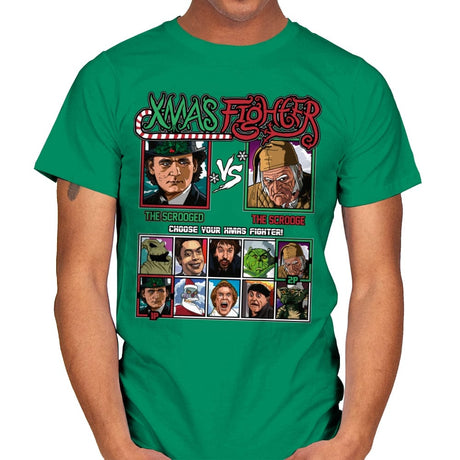 Xmas Fighter - Scrooged vs Christmas Carol - Mens T-Shirts RIPT Apparel Small / Kelly