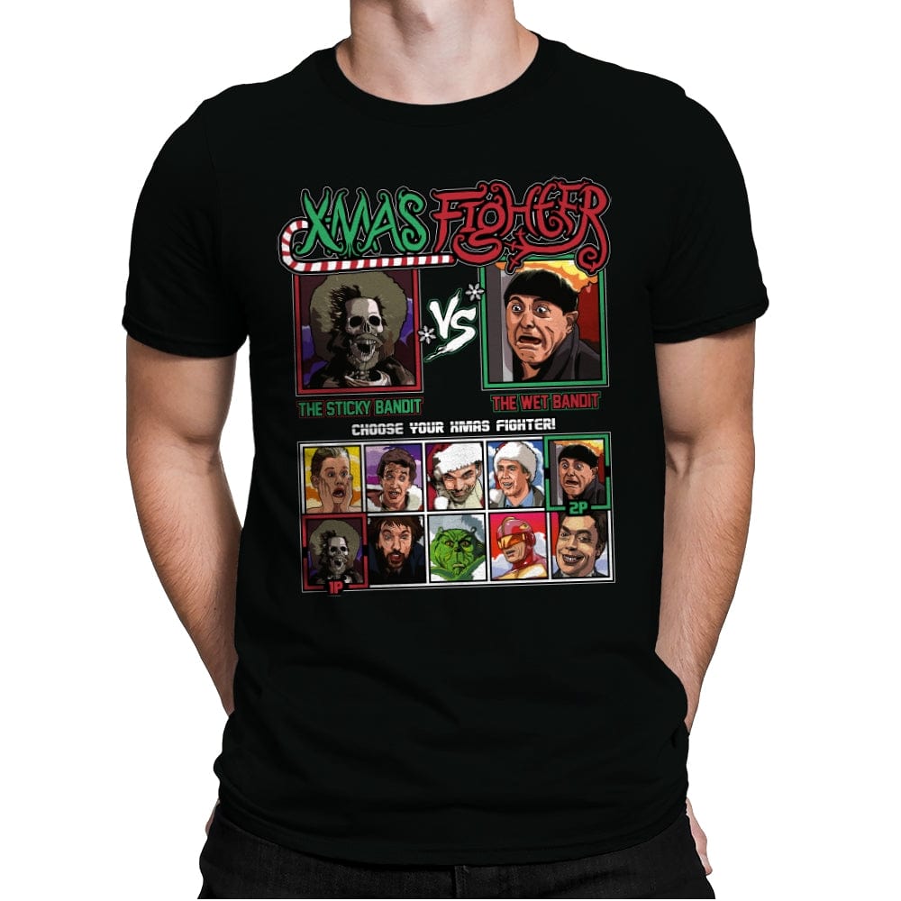 Xmas Fighter - Sticky Bandits vs Wet Bandits - Mens Premium T-Shirts RIPT Apparel Small / Black