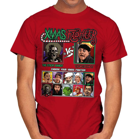 Xmas Fighter - Sticky Bandits vs Wet Bandits - Mens T-Shirts RIPT Apparel Small / Red