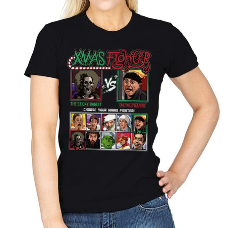 Xmas Fighter - Sticky Bandits vs Wet Bandits - Womens T-Shirts RIPT Apparel Small / Black