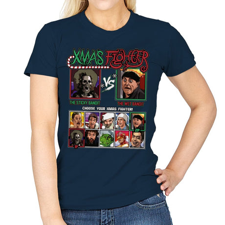 Xmas Fighter - Sticky Bandits vs Wet Bandits - Womens T-Shirts RIPT Apparel Small / Navy