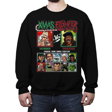 Xmas Fighter - Trading Places - Crew Neck Sweatshirt Crew Neck Sweatshirt RIPT Apparel Small / Black