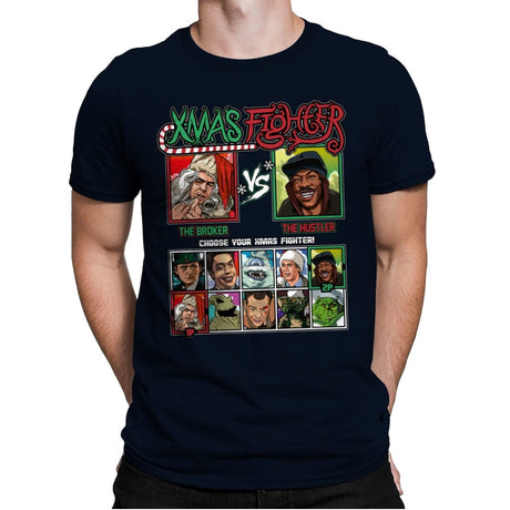 Xmas Fighter - Trading Places - Mens Premium T-Shirts RIPT Apparel Small / Midnight Navy