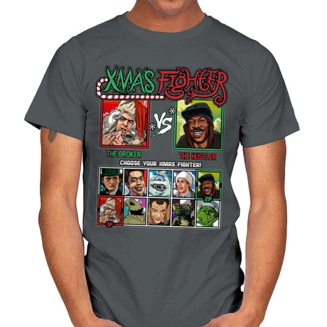 Xmas Fighter - Trading Places - Mens T-Shirts RIPT Apparel Small / Charcoal