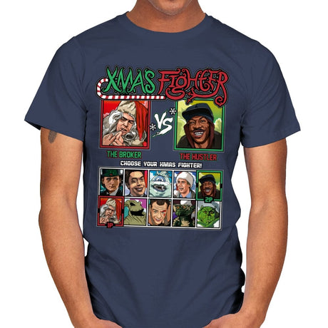 Xmas Fighter - Trading Places - Mens T-Shirts RIPT Apparel Small / Navy