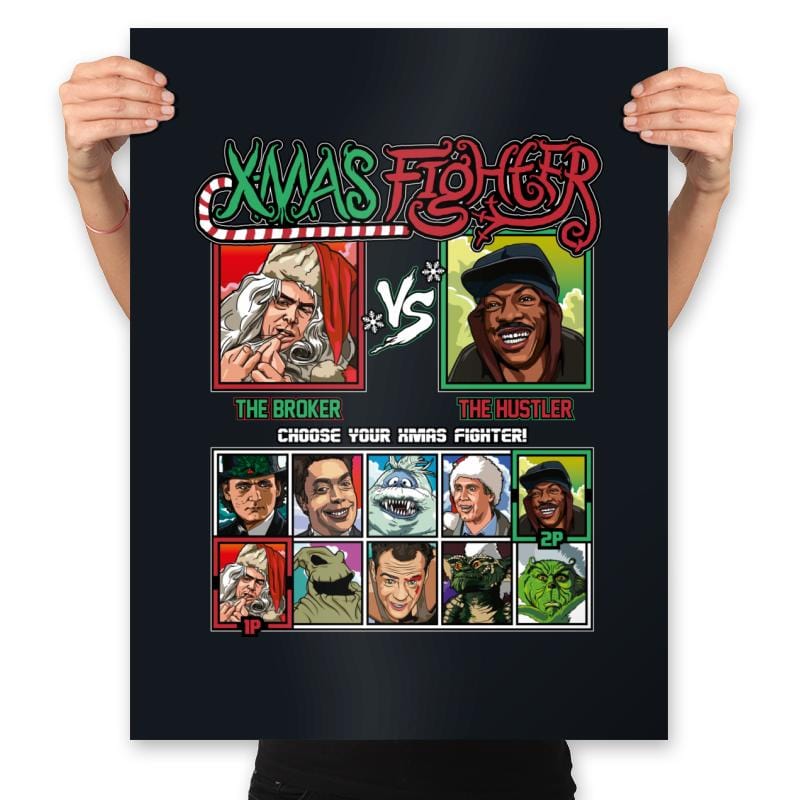 Xmas Fighter - Trading Places - Prints Posters RIPT Apparel 18x24 / Black