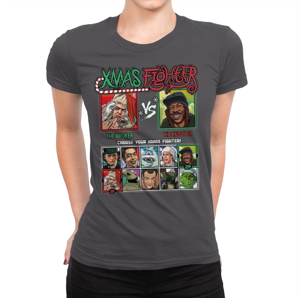 Xmas Fighter - Trading Places - Womens Premium T-Shirts RIPT Apparel Small / Heavy Metal