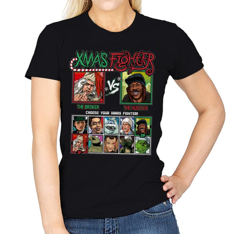 Xmas Fighter - Trading Places - Womens T-Shirts RIPT Apparel Small / Black