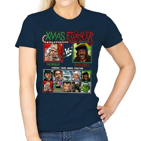 Xmas Fighter - Trading Places - Womens T-Shirts RIPT Apparel Small / Navy
