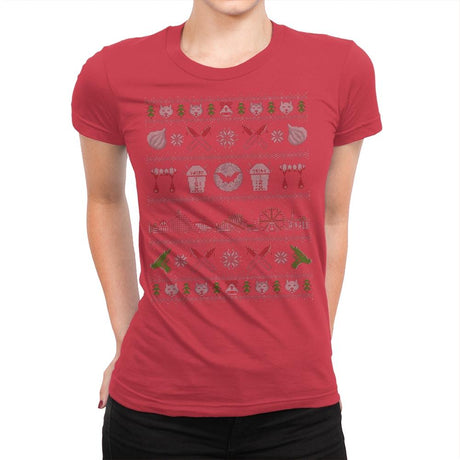 Xmas in Santa Carla - Ugly Holiday - Womens Premium T-Shirts RIPT Apparel Small / Red