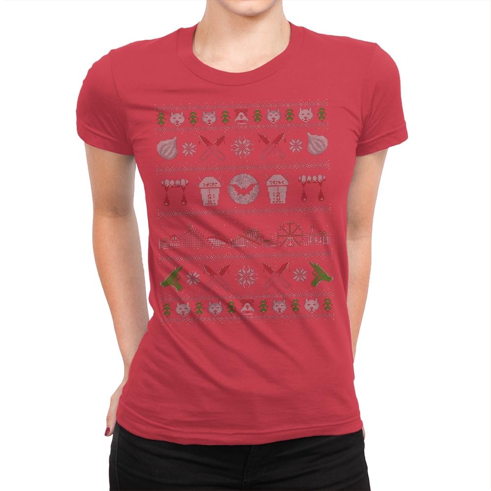 Xmas in Santa Carla - Ugly Holiday - Womens Premium T-Shirts RIPT Apparel Small / Red
