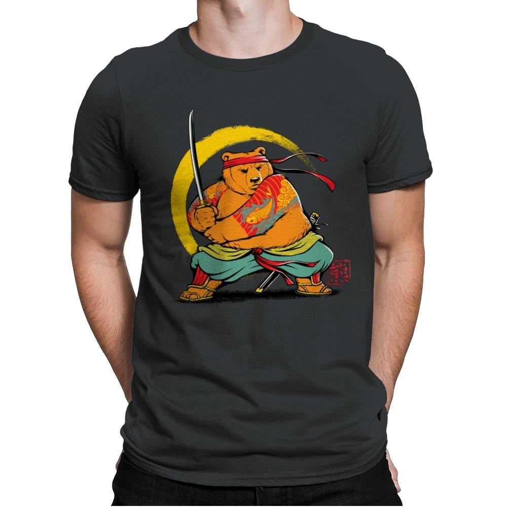 Yakuza Bear Samurai - Mens Premium T-Shirts RIPT Apparel Small / Heavy Metal