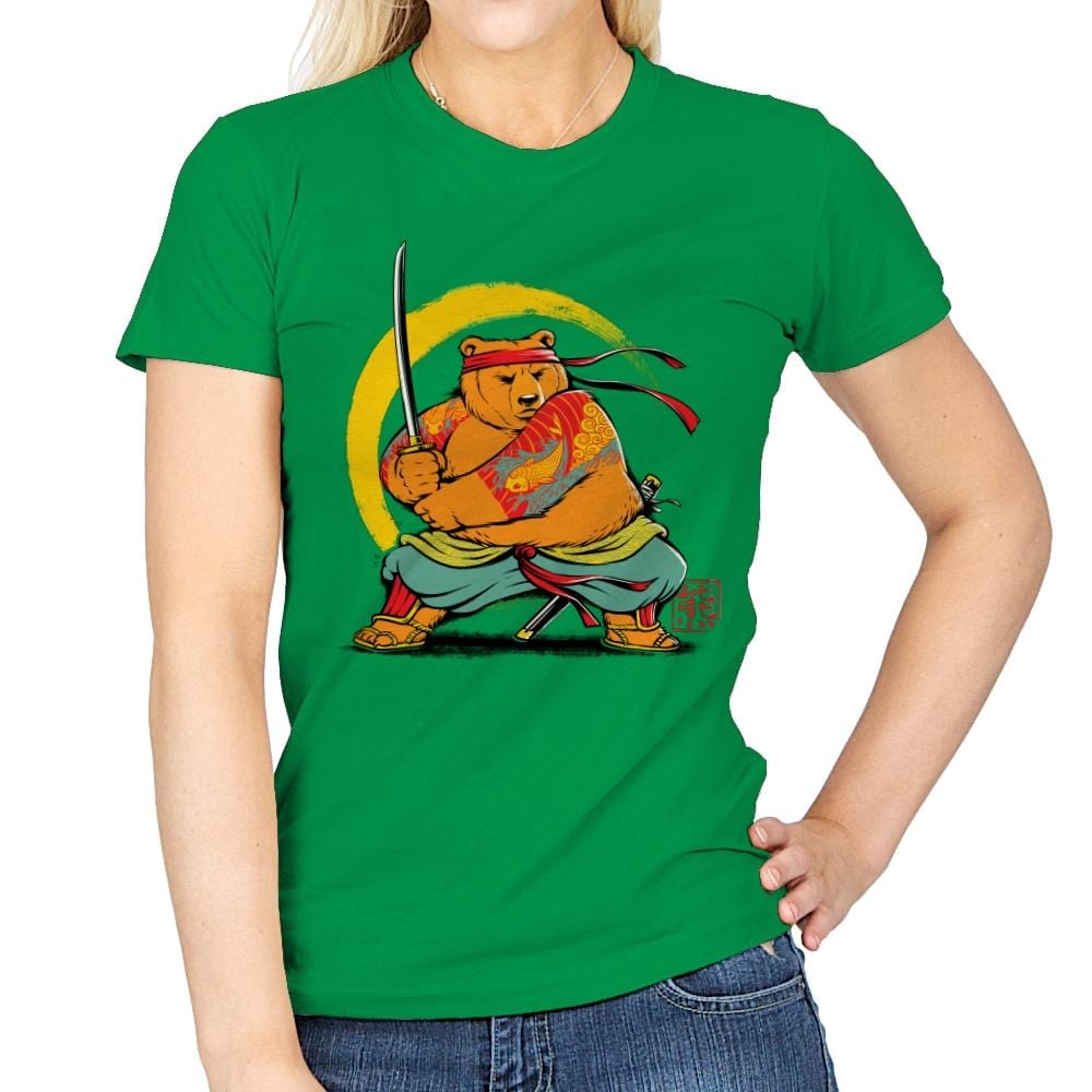 Yakuza Bear Samurai - Womens T-Shirts RIPT Apparel Small / Irish Green