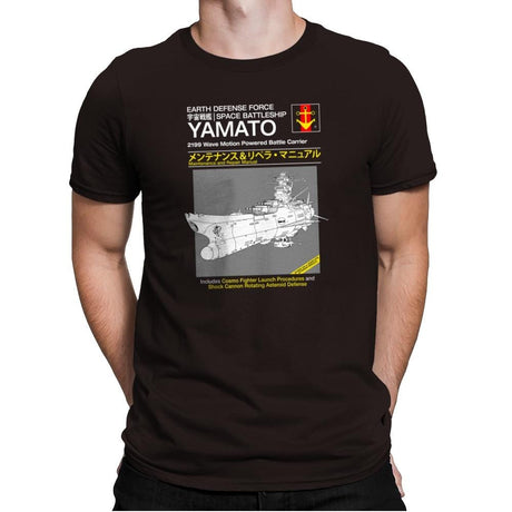 Yamato Repair Manual Exclusive - Anime History Lesson - Mens Premium T-Shirts RIPT Apparel Small / Dark Chocolate