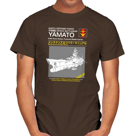 Yamato Repair Manual Exclusive - Anime History Lesson - Mens T-Shirts RIPT Apparel Small / Dark Chocolate