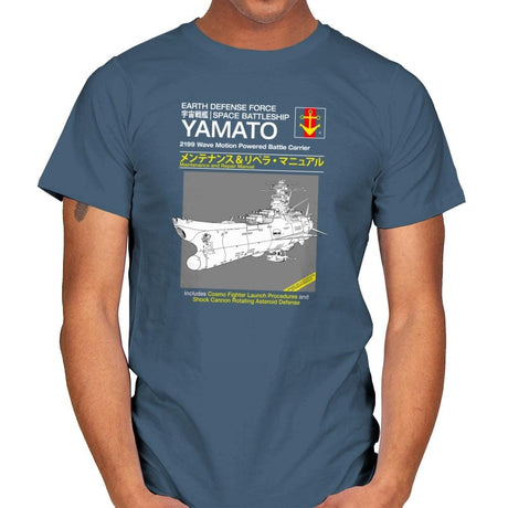 Yamato Repair Manual Exclusive - Anime History Lesson - Mens T-Shirts RIPT Apparel Small / Indigo Blue