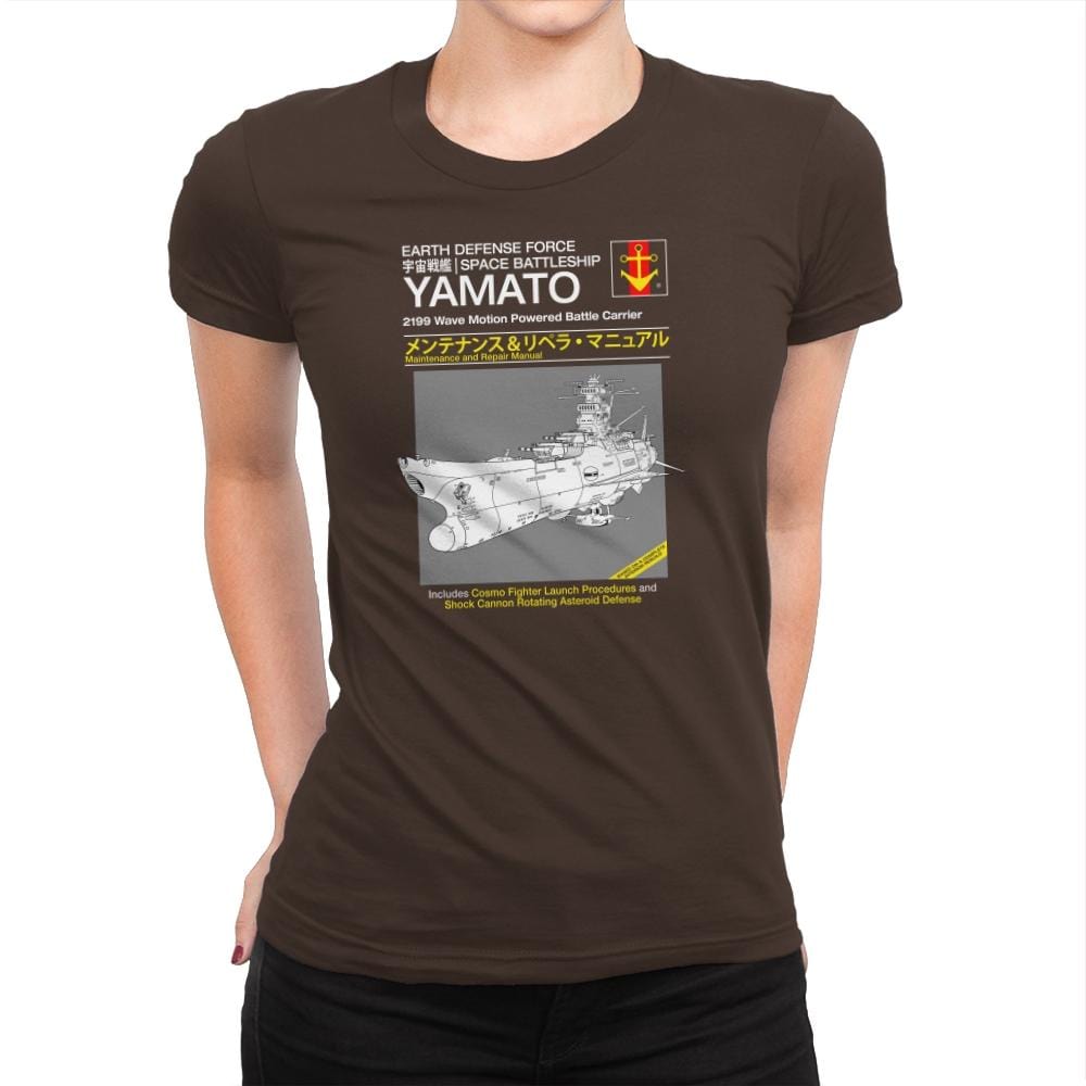 Yamato Repair Manual Exclusive - Anime History Lesson - Womens Premium T-Shirts RIPT Apparel Small / Dark Chocolate