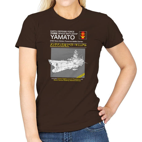 Yamato Repair Manual Exclusive - Anime History Lesson - Womens T-Shirts RIPT Apparel Small / Dark Chocolate