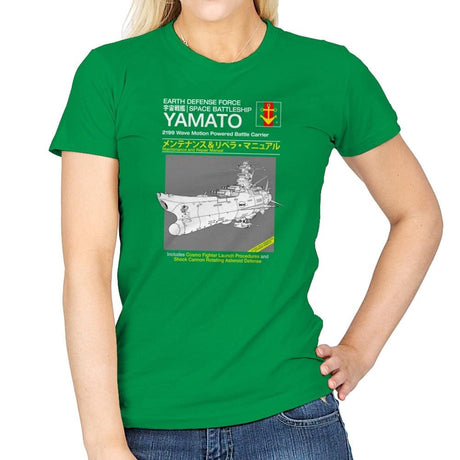 Yamato Repair Manual Exclusive - Anime History Lesson - Womens T-Shirts RIPT Apparel Small / Irish Green