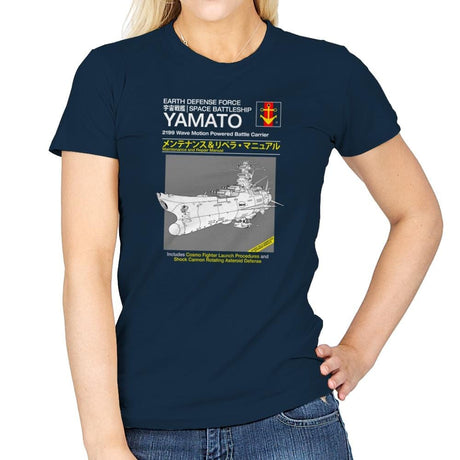 Yamato Repair Manual Exclusive - Anime History Lesson - Womens T-Shirts RIPT Apparel Small / Navy