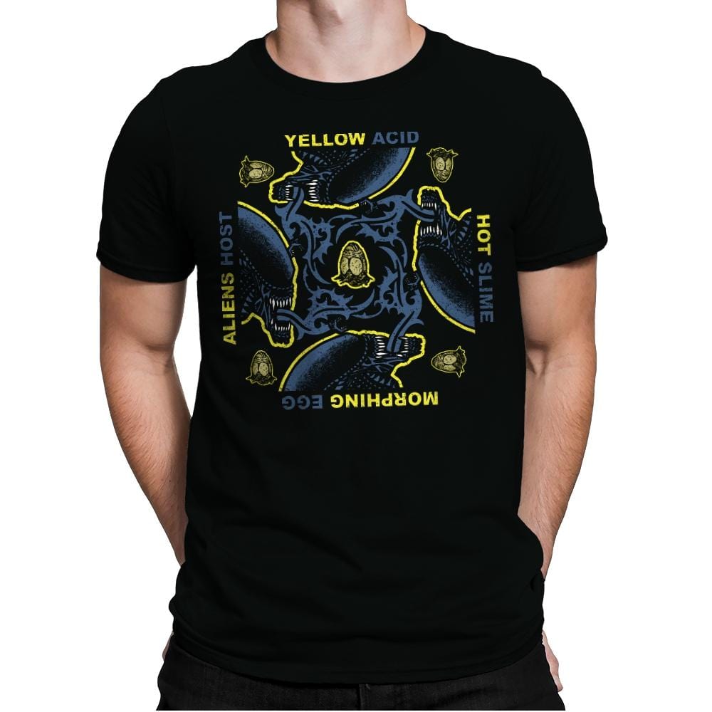 Yellow Hot Morphing Aliens - Mens Premium T-Shirts RIPT Apparel Small / Black